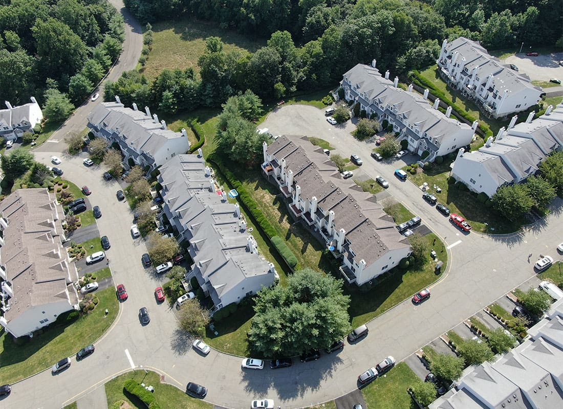 Morris Plains, NJ - Aerial View of a Community of Homes Surrounded by Trees in Morris Plains New Jersey